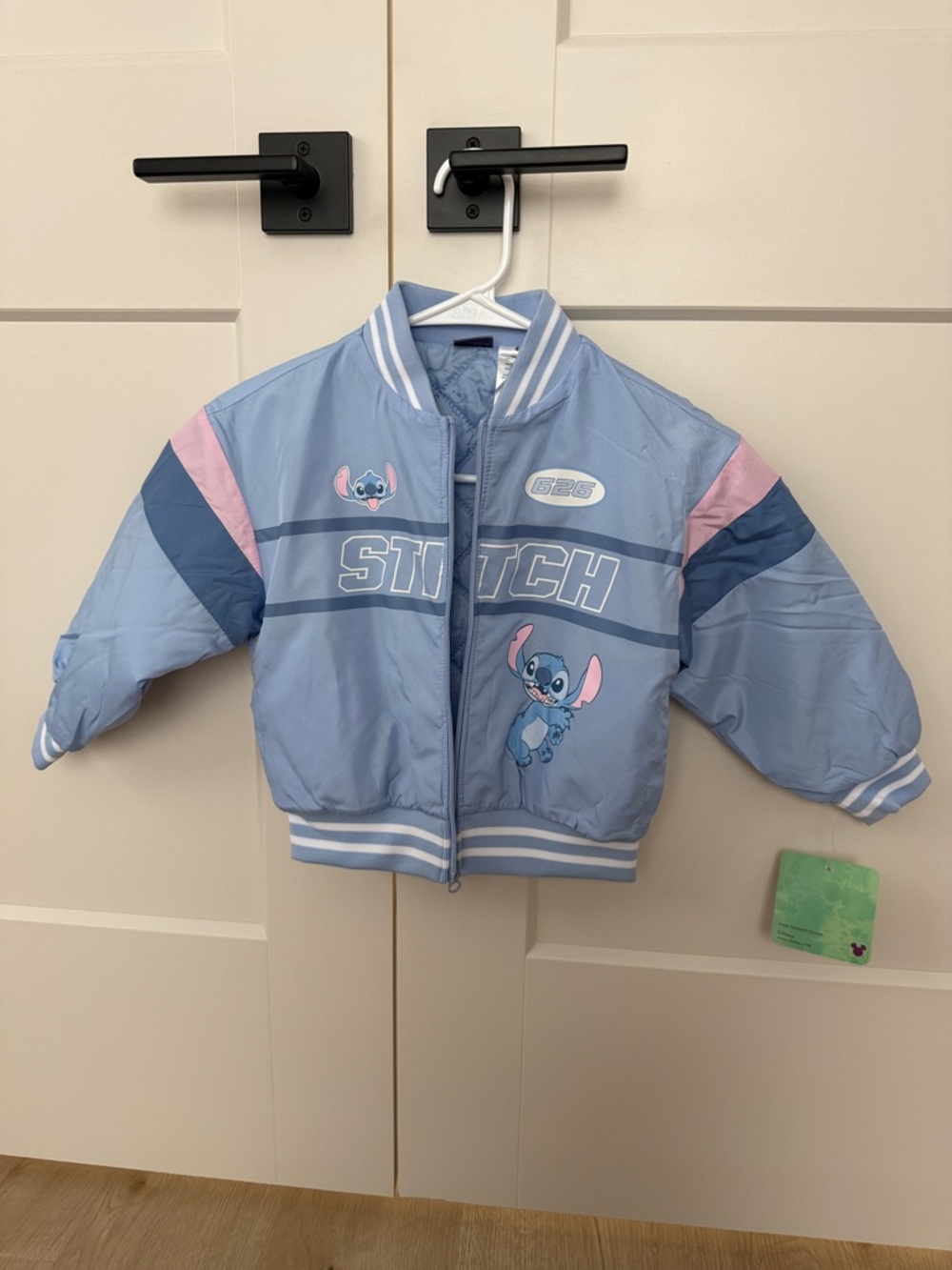 Disney Stitch Light Blue Puffer Jacket with Pink & Navy Accents